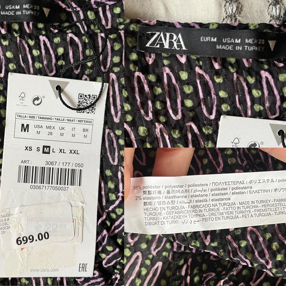 ZARA Blouse Long Sleeves Ruffle Trim Ties at Front Lightweight Jacket Medium NWT - Picture 7 of 11